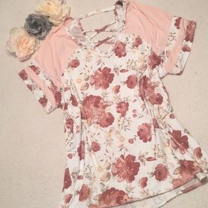 Pink floral top with cutout back